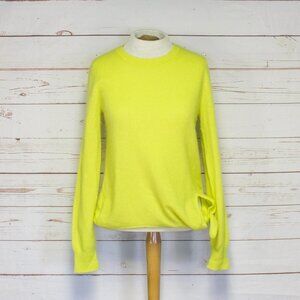 White + Warren Yellow 100% Cashmere Front Tie‎ Sweater Small Crewneck